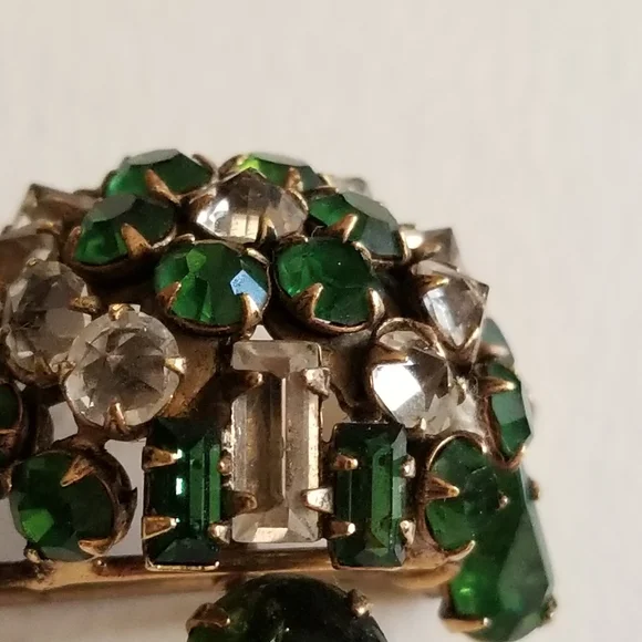 Relisted -Vintage turtle brooch trembler Rhinestone pin unsigned Shreiner tortoi - Picture 6 of 13